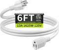 16/3 White Extension Cord 6 FT, Indoor Extension Cord by Seeklyze