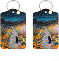 2Pcs Black Cat Pumpkin Luggage Tags, 2.83x4.53 Halloween Suitcase ID Labels by Cmialusie