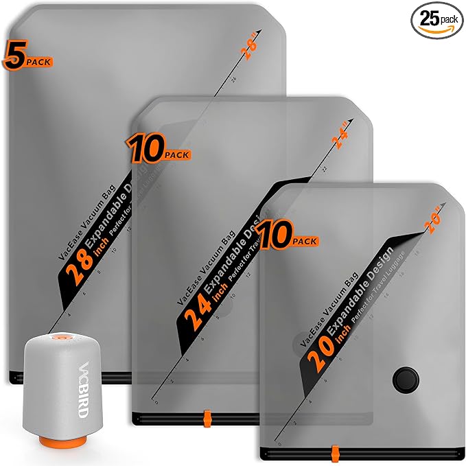 Vacbird Rechargeable Wireless Pump Travel Storage Bags Set by Vacbird