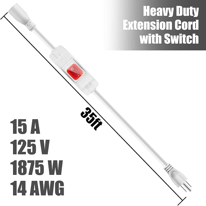 Extension Cord with Switch On/Off Waterproof Switch 35Ft No Plugging and - Image 2