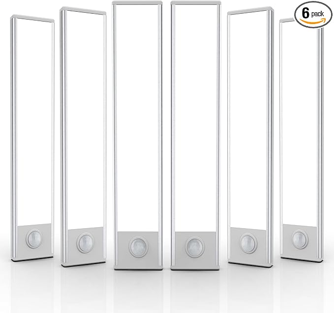 6 Pack Under Cabinet Lighting Wireless, 32 LED Rechargeable Battery Motion by BuyNow