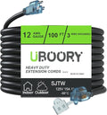 Outdoor Extension Cord Waterproof 100 FT, Flexible 100% Copper 3 Prong by UBOORY