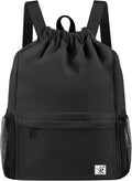 Drawstring Backpack with Mesh Pockets String Gym Bag Sackpack Sandproof Water by Risefit