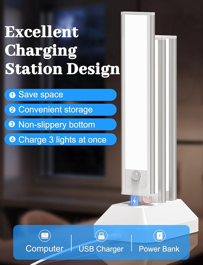 2000mAh Rechargeable Motion Sensor Light Indoor, Under Cabinet Lighting - Image 3
