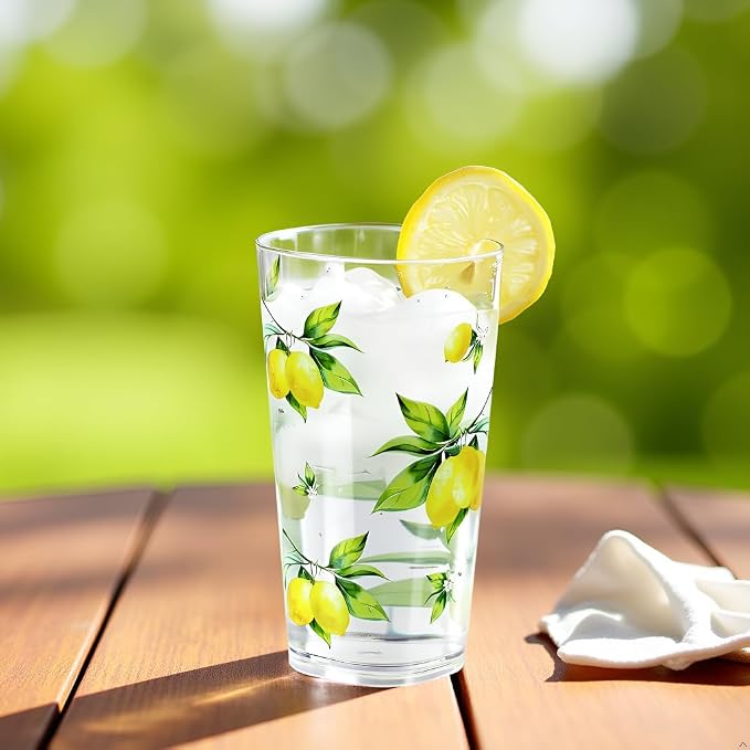 Reston Lloyd Calypso Basics Fresh Lemons 19 oz Acrylic Drinkware Set of 6 – - Image 8