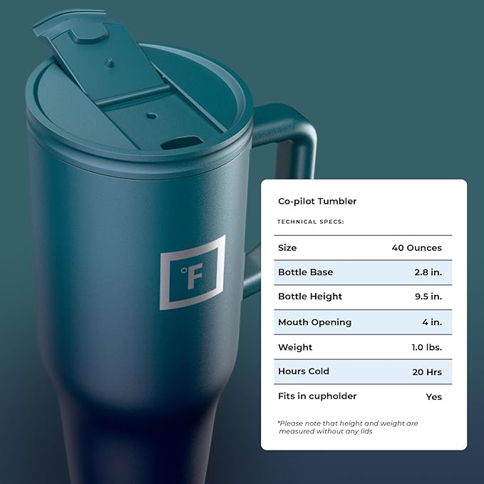 IRON °FLASK Co-Pilot Insulated Mug w/Straw & Flip Cap Lids - Image 9