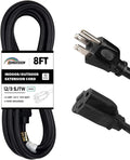 Indoor Outdoor Extension Cord Weatherproof, UL Certified, 12 Gauge 8FT Black 3 by HONDERSON