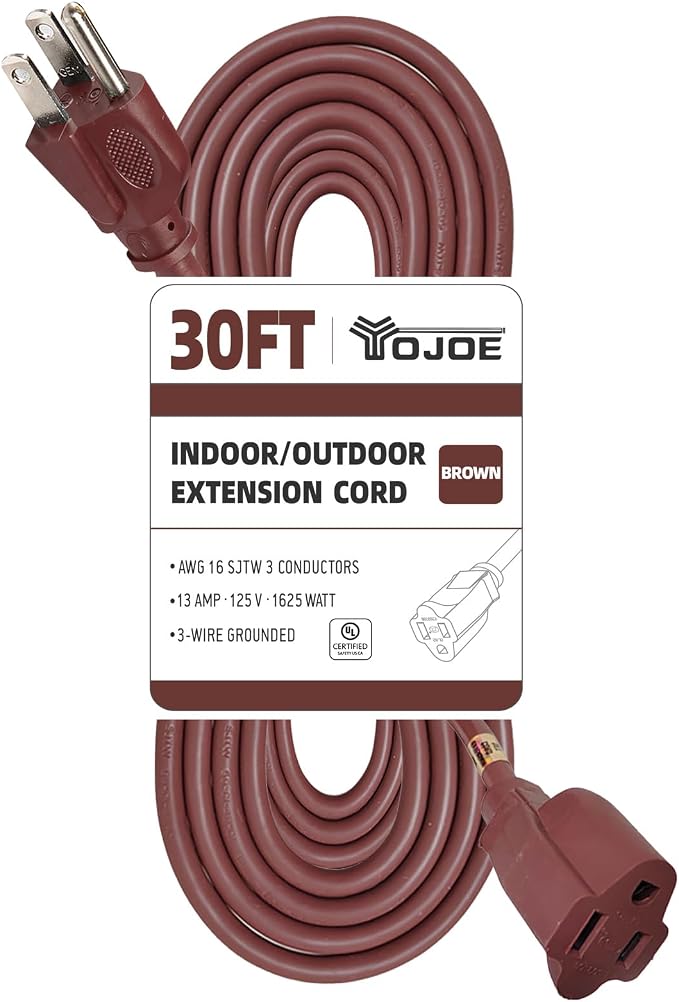 YOJOE Indoor Outdoor Extension Cord, 3 Prong 13A Weatherproof Power Cord by YOJOE
