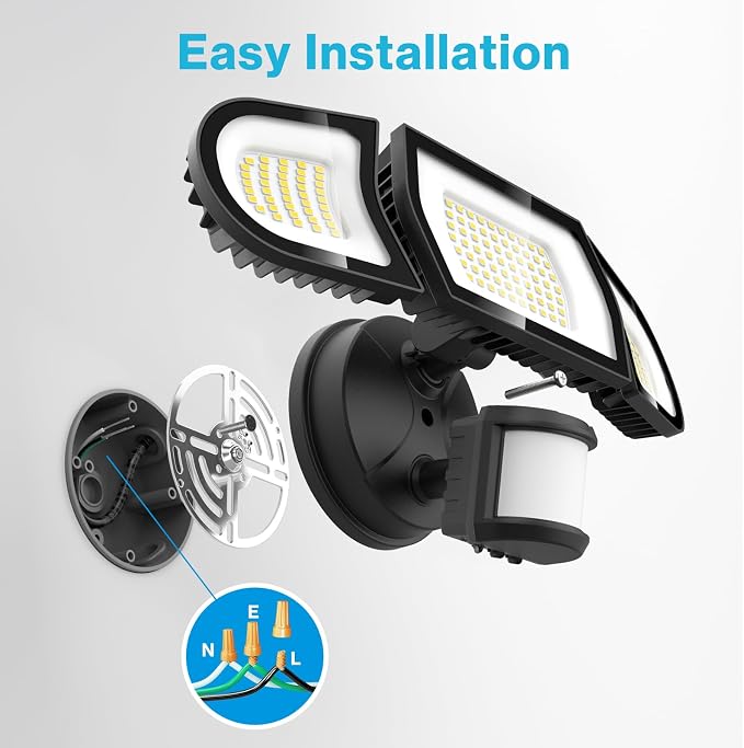 Olafus 100W LED Security Light Motion Sensor Outdoor Light, 2 Pack Motion Flood - Image 9