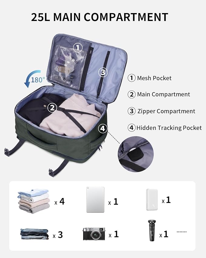 ECOHUB 17" Small Travel Backpack, United Airlines Personal Item Bag 17x10x9 - Image 3