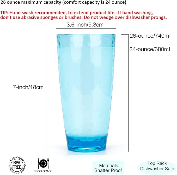 KOXIN-KARLU Hammered 26-ounce Plastic Tumbler Acrylic Glasses - Image 2