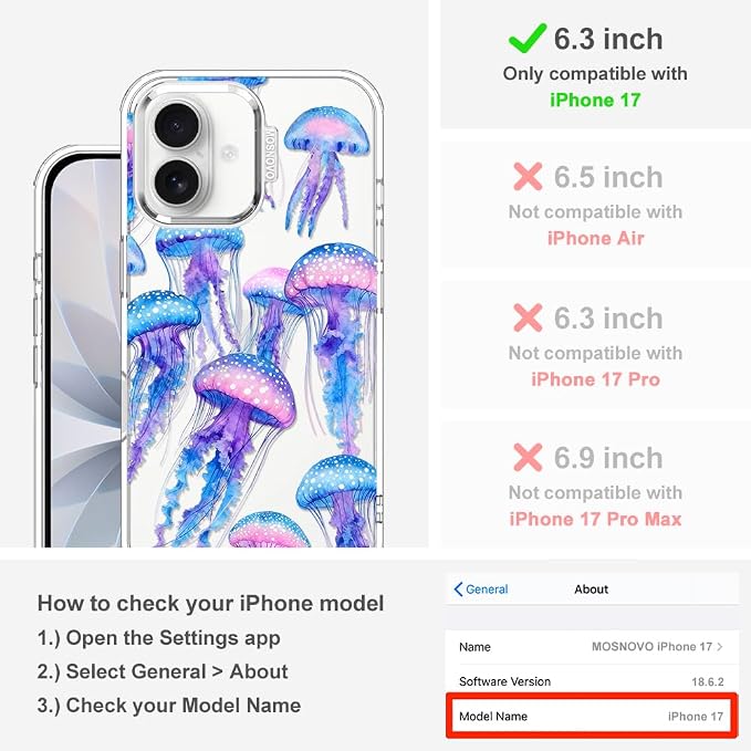 MOSNOVO for iPhone 17 Case, Shockproof Military-Grade Protection 6.6ft Drop - Image 2