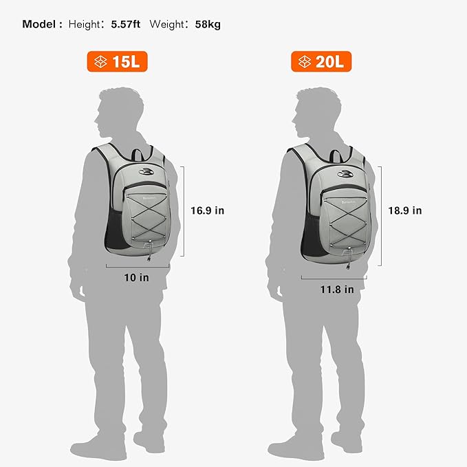 Ultra-Light Soft Daypack 15L/20L, Cushioned Breathable Back Panel Backpack - Image 4