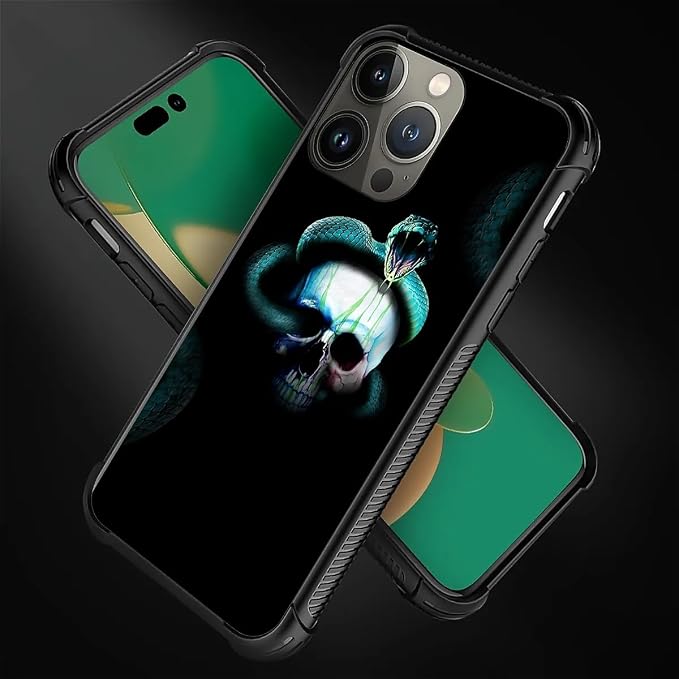 for iPhone 14 Pro Max Case, Skeleton Winding Snake Pattern Graphic Design Girl - Image 7