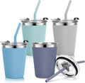 Kids Cups with Straws and Lids Leak Proof, 12oz Stainless Steel Cups by Vermida