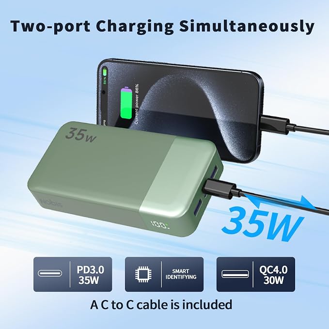 NOBIS Portable Charger, 20000mAh Power Bank, 35W Power Bank Fast Charging - Image 3
