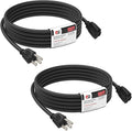 EP 2 Pack 15FT Black Outdoor Extension Cord, 16/3 SJTW Heavy Duty Waterproof by ENERGYPRO
