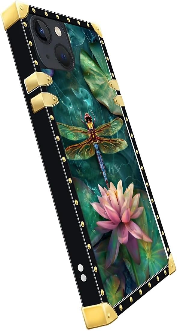 Compatible with iPhone 14 Case, Colourful Dragonfly Pink Lily Pads Luxury - Image 4