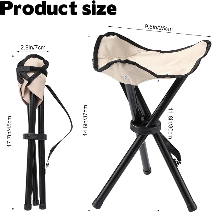 Travel Folding Camping Stool, 14.6 inches Lightweight Outdoor Tripod Chair and - Image 3