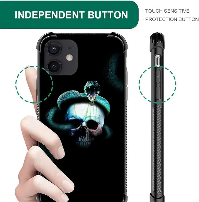 for iPhone 12/12 Pro Case, Skeleton Winding Snake Pattern Graphic Design Girl - Image 4