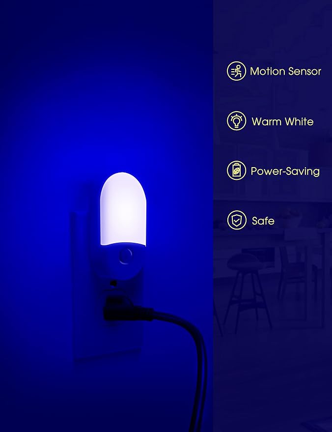 Blue Night Light Plug in, LOHAS Motion Sensor Blue LED Night Lights Plug Into - Image 3