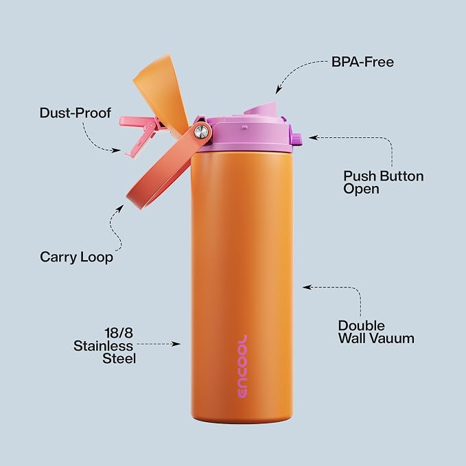 Insulated Water Bottle with Straw - Image 4