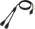 2 Way Power Cord Splitter Cable 10 Ft-3 Prong 1 to 2 Extension Cord-Outlet by Elecan
