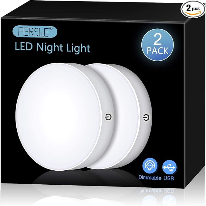 Ferswe Rechargeable Tap Lights, Dimmable Touch Night Lights by FERSWE