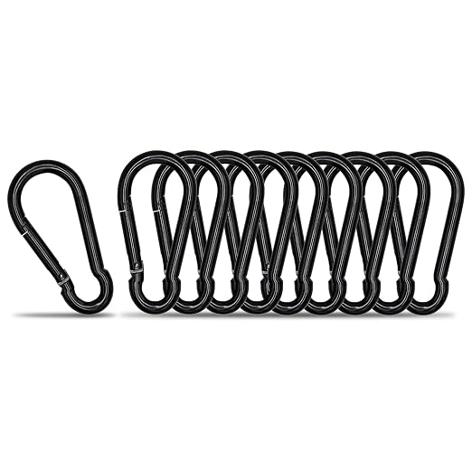 Small Carabiner Clip Hook, 1.57 inch 10 pcs Black Heavy Duty Spring Snap Hook by KINLINK