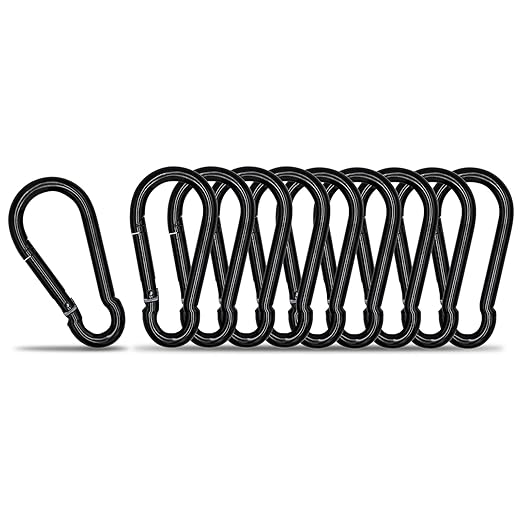 Small Carabiner Clip Hook, 2.36 inch 10 pcs Black Heavy Duty Spring Snap Hook by KINLINK