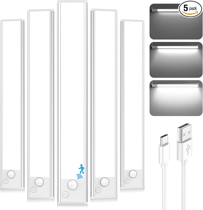 Under Cabinet Lighting, 2200mAh 10 Inch Battery Operated Rechargeable Motion by Brightever