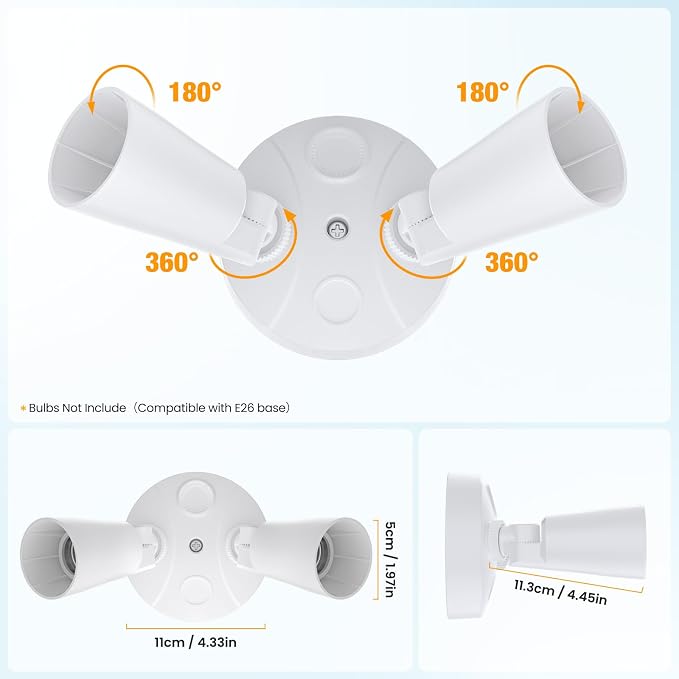 Onforu 2-Pack Adjustable Twin PAR Holder, Outdoor Flood Light Fixture Max 300W - Image 8
