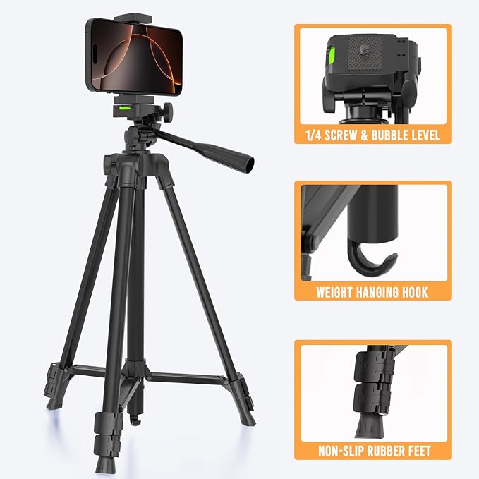 Luswemi 53'' Phone & Camera Mount Tripod Stand - Image 6