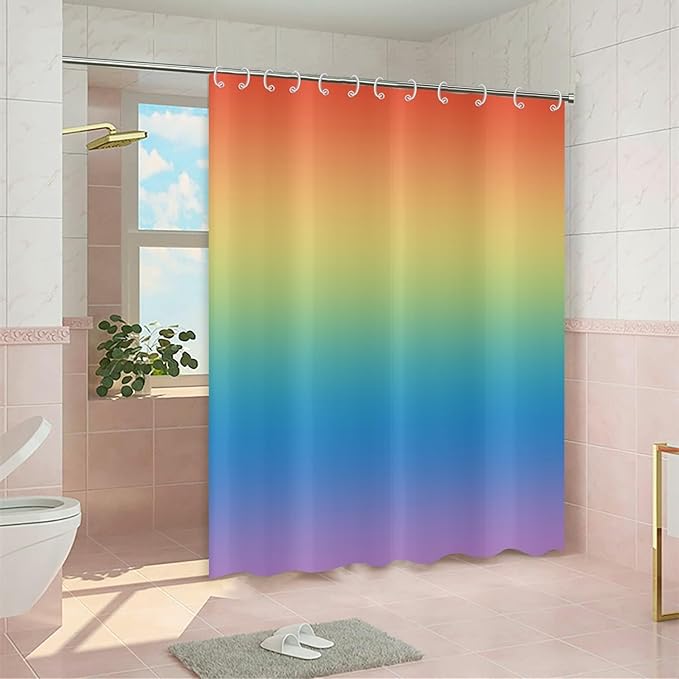 Rainbow Shower Curtain, Children Colorful Rainbow Kid Girls Cute Bathroom - Image 3