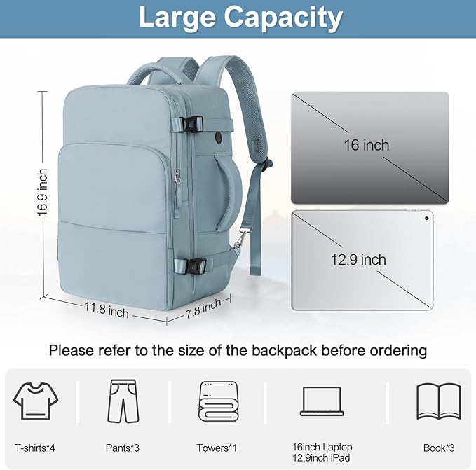 Sinaliy Travel laptop Backpack for Women, Personal Item Size Flight Approved - Image 8