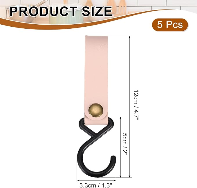 uxcell 5pcs PU Leather Hooks, Leather Straps - Image 2