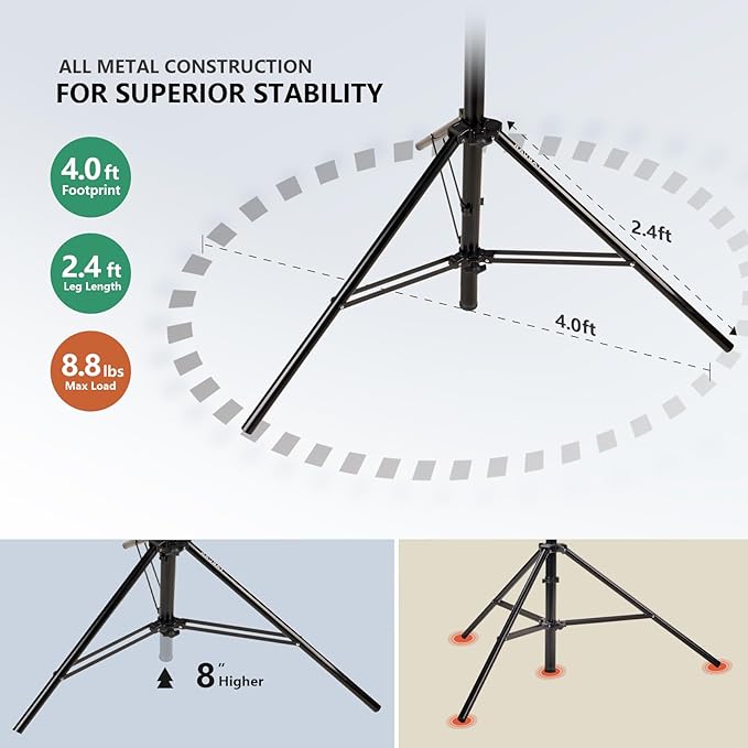 【16' Heavy Duty】 RAUBAY Extreme Tall Video Camera Sports Tripod Stand - Image 4