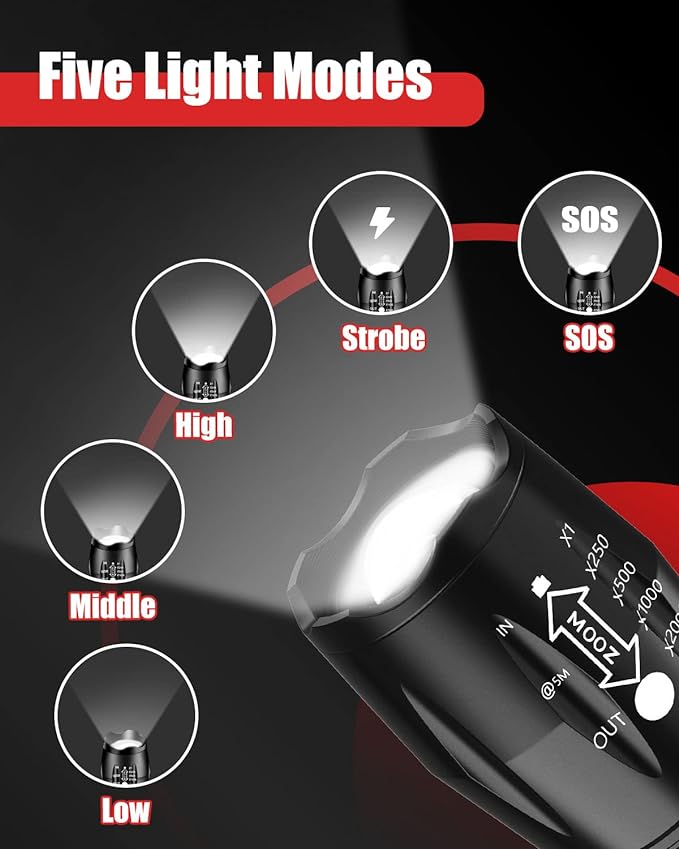 Victoper LED Flashlight 6 Pack, Bright 2000 Lumens Tactical Flashlights High - Image 4