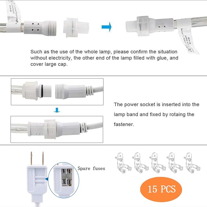 50ft LED Rope Lights Outdoor, 360 LED Connectable and Flexible Tube Lights - Image 5