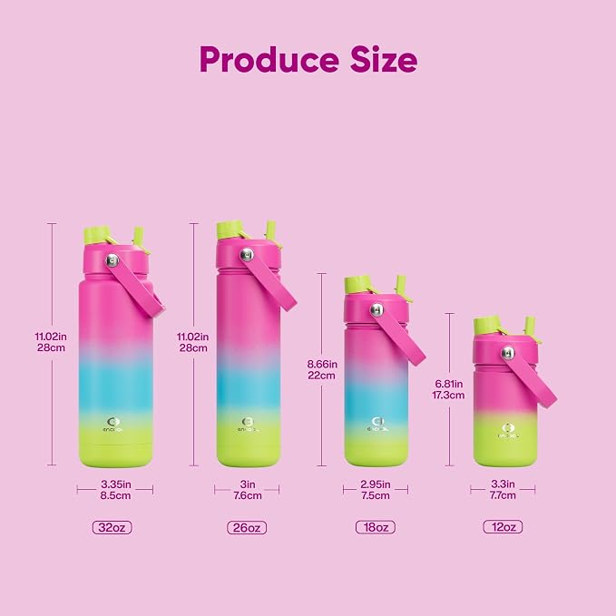 Kids Insulated Water Bottle - 12oz Stainless Steel Water Bottle with Dual Spouts - Image 6