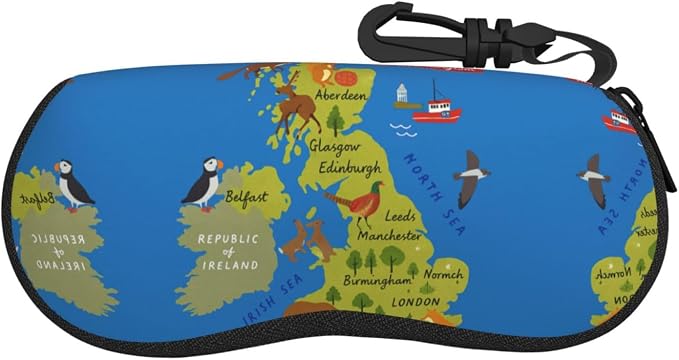 YANGqing United Kingdom Map Print Light Soft Shell Glasses Case Portable & by Unknown