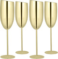 TJ Champagne Glasses Set of 4 Stainless Steel Champagne Flutes 8.5 oz by TJ
