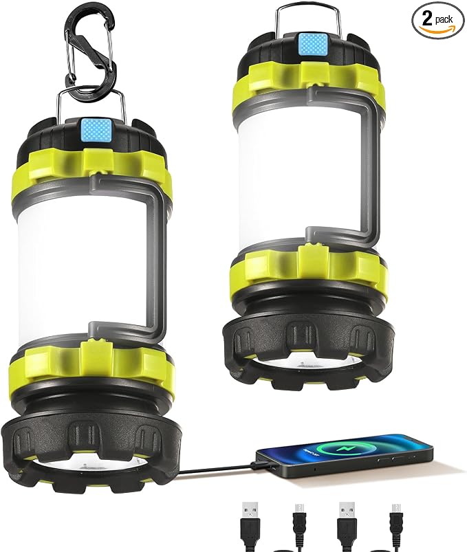 2 Pack LED Camping Lantern Flashlight Rechargeable, Consciot Portable Torch by Consciot