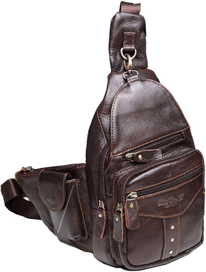 Hebetag Leather Sling Bag Crossbody Backpack by Hebetag