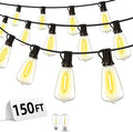 Outdoor Patio String Lights 150ft: ST38 LED Shatterproof Bulbs 3 Modes Button by Vozuji