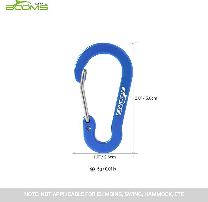 Booms Fishing CC1 Multi-Use Carabiner Clip, 6 Pack Small Caribeener Clips - Image 5