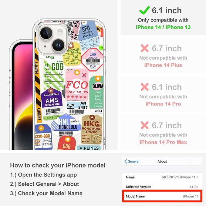 MOSNOVO for iPhone 13/14 Case | Military Grade 6.6ft Drop Tested | Clear - Image 2