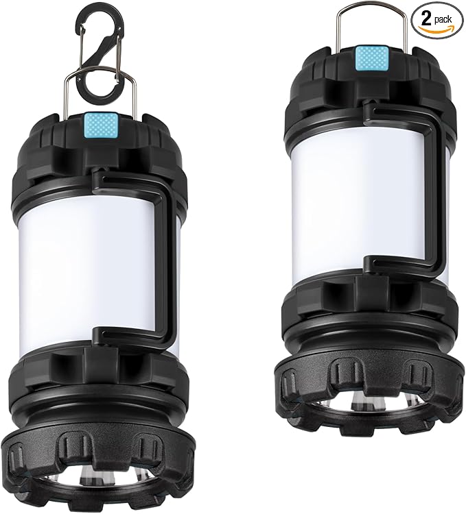 BOBKID 2 Pack Camping Lantern, Outdoor LED Camping Light, Rechargeable by AWonderfulOutdoorExperience