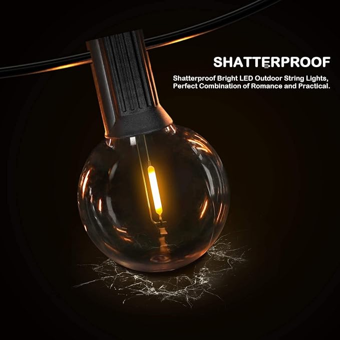 VerRon 100FT LED G40 Globe String Lights, Waterproof Shatterproof Outdoor Patio - Image 5
