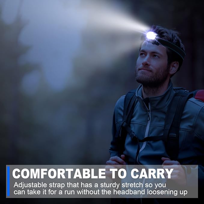 Macarrie LED Headlamps IPX4 Waterproof 3 Modes Headlamp Flashlight Bright Head - Image 6